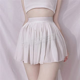 曼妙漣漪 微透百褶短裙-白