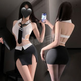 午夜OL 露腰開衩套裝